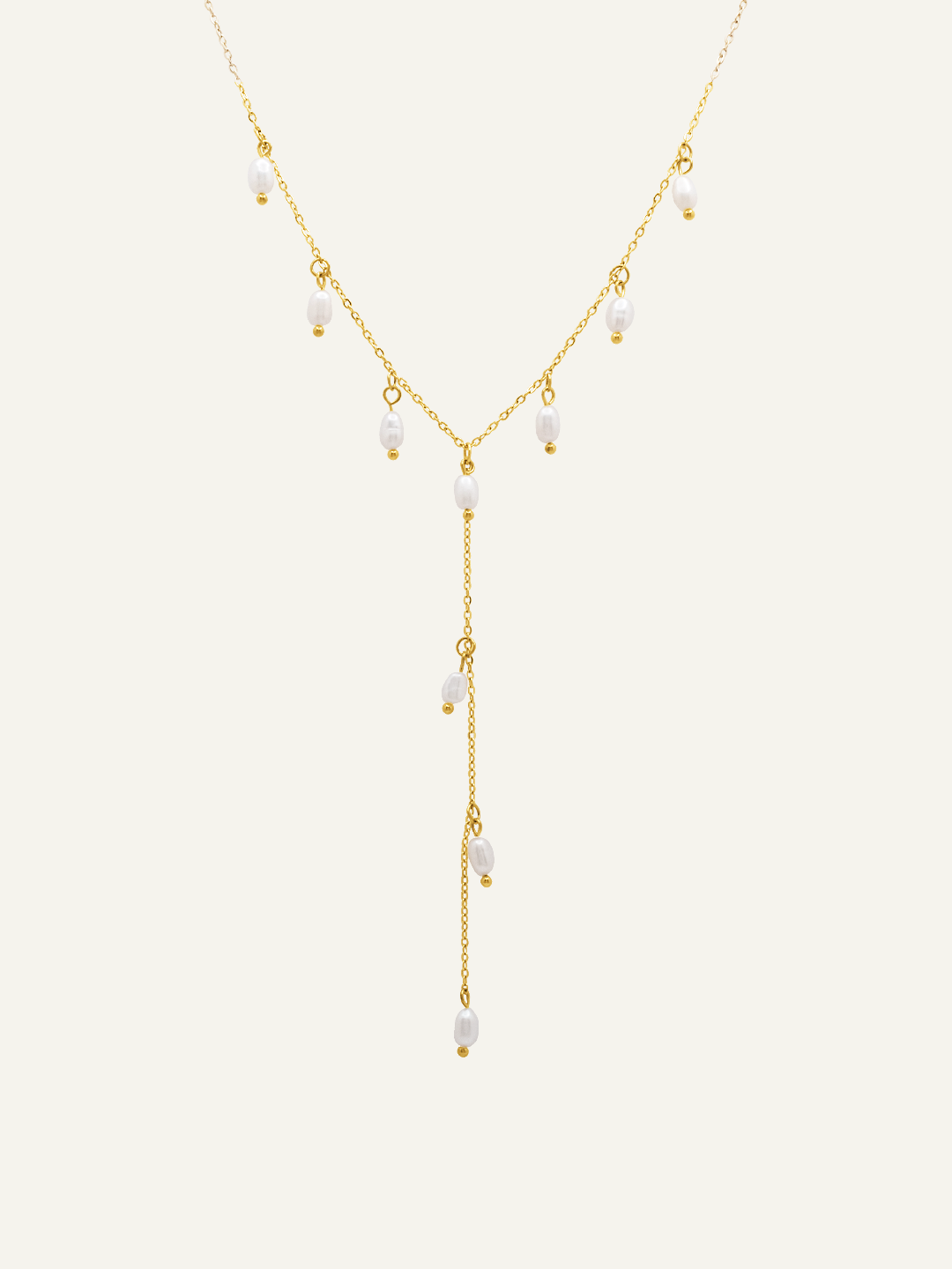 Tiff Pearl Drop Tassel Necklace