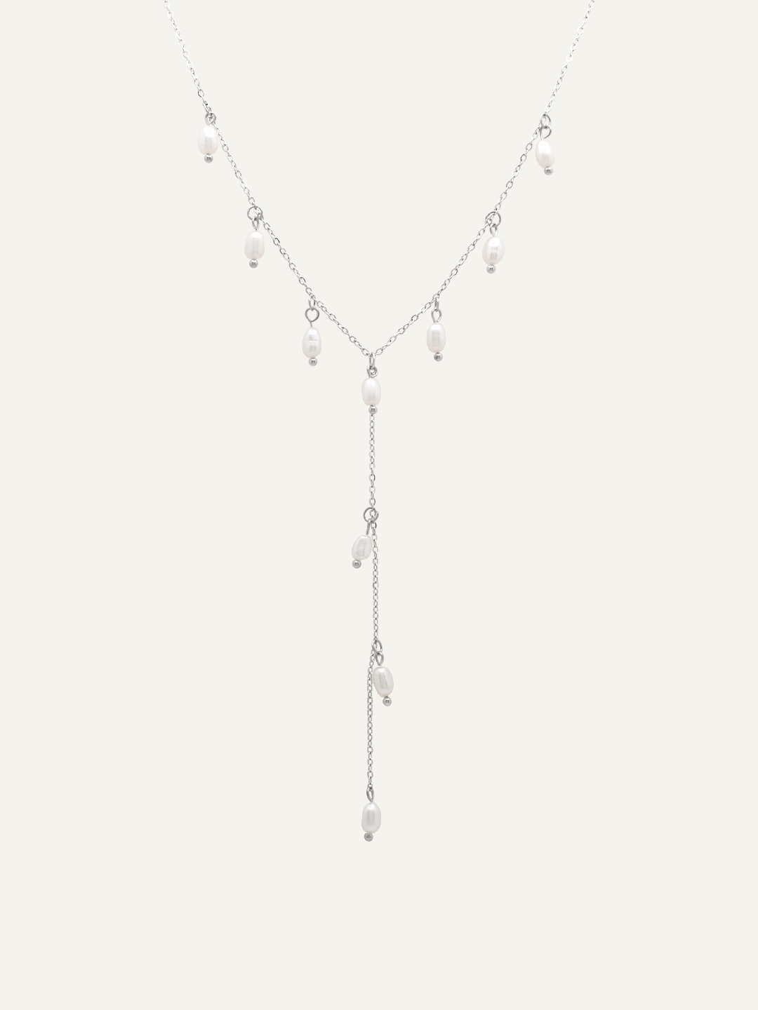 Tiff Pearl Drop Tassel Necklace