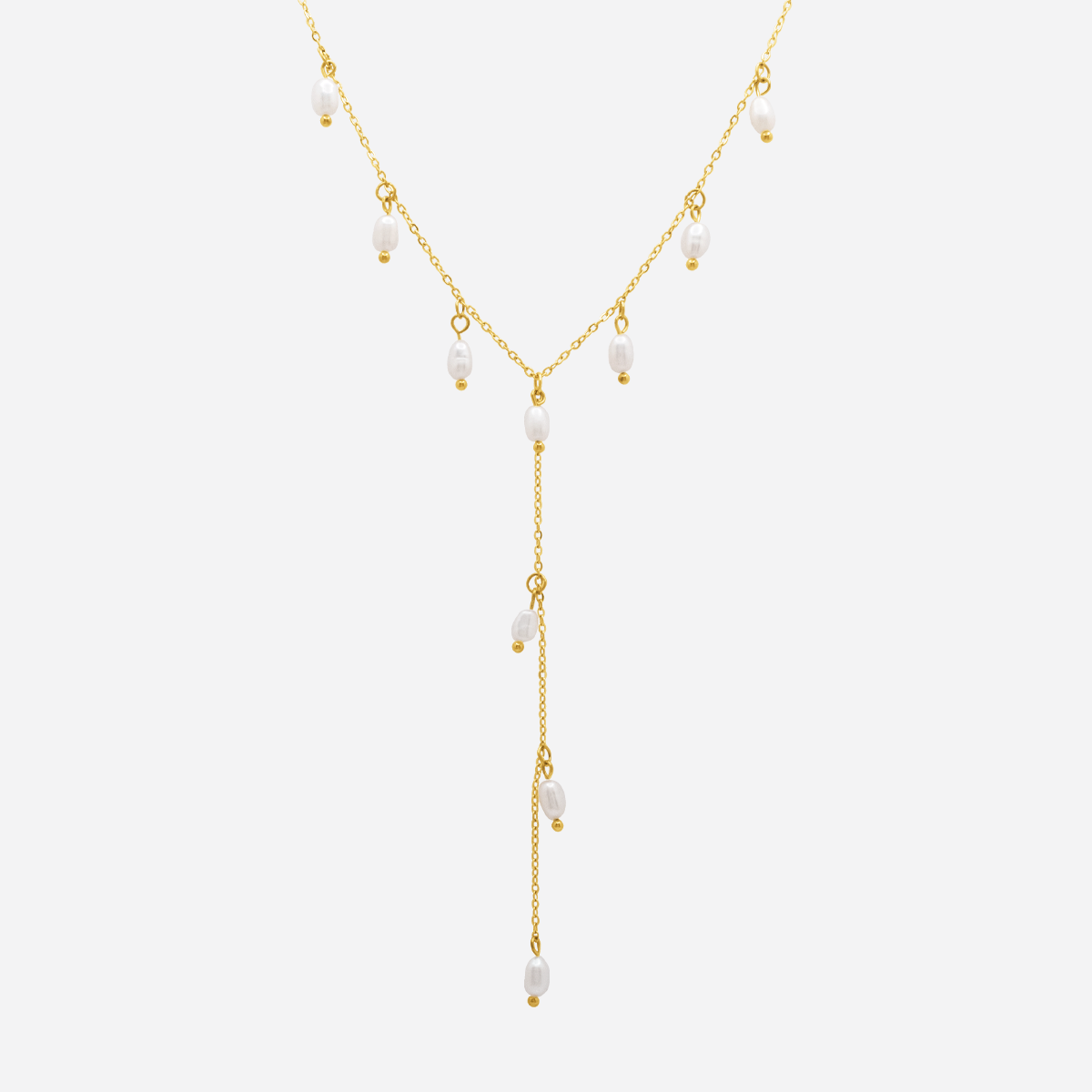 Tiff Pearl Drop Tassel Necklace