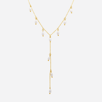 Tiff Pearl Drop Tassel Necklace