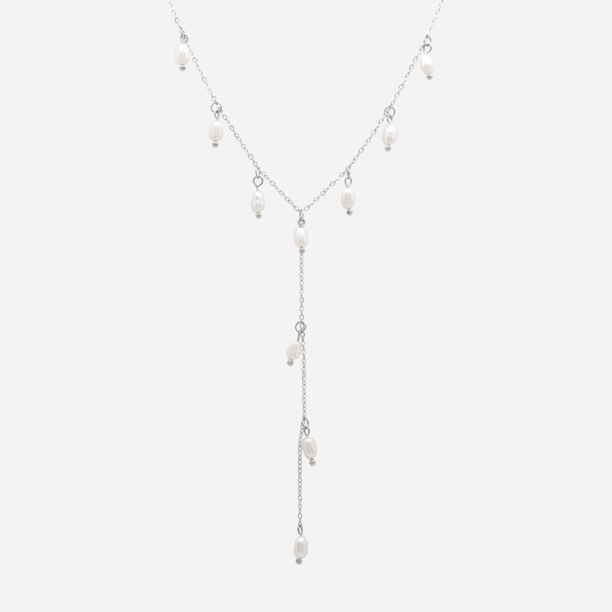 Tiff Pearl Drop Tassel Necklace