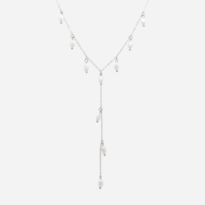 Tiff Pearl Drop Tassel Necklace