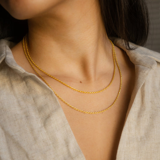 Rope Chain Necklace Chunky Necklace Statement Necklace Layering Necklace  Twisted Necklace Everyday Necklace Gold Choker Necklace Mom Gift -   Norway